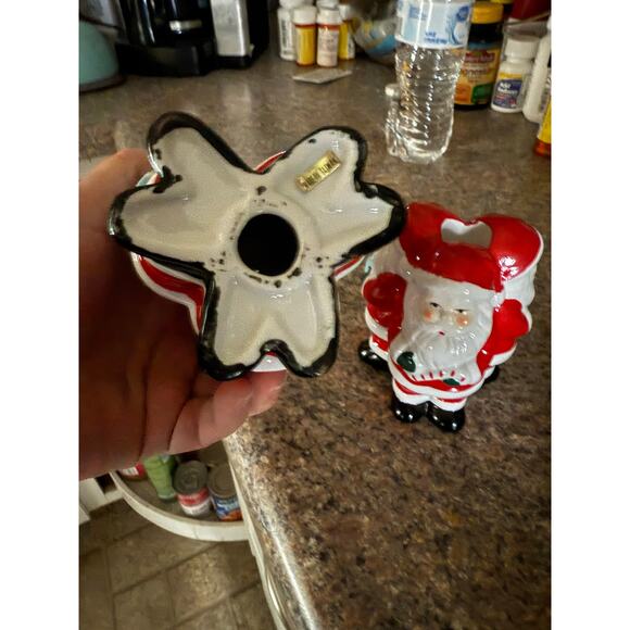 Set of Vintage Santa candle stick holders - Picture 2 of 3